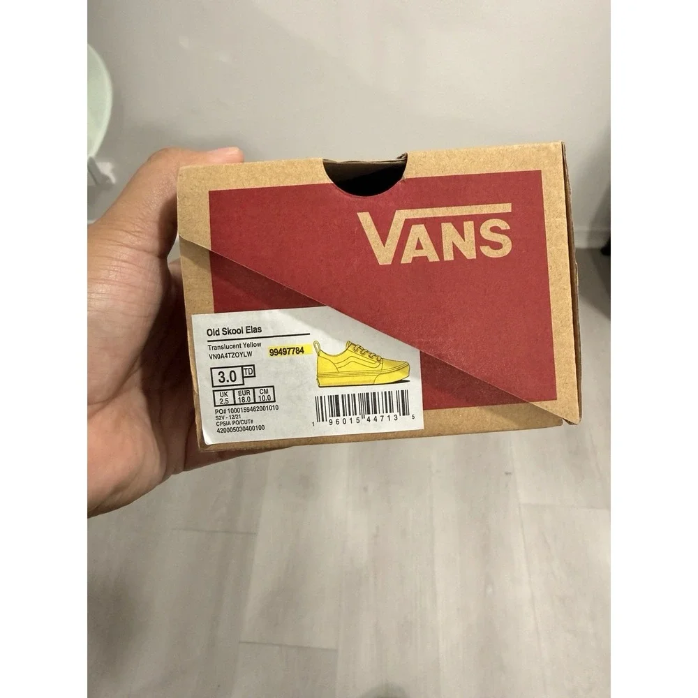 Vans Old Skool Elas Baby Shoes Size 3 TD Translucent Yellow Sneakers w Box